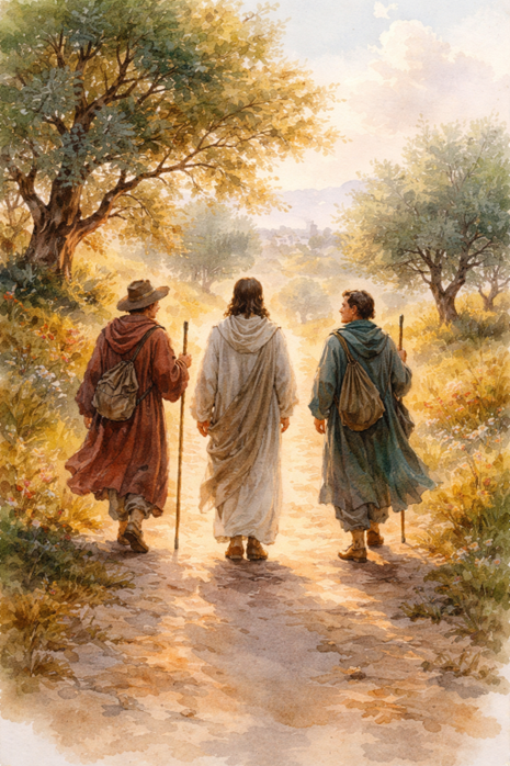 Three Travelers on the road
